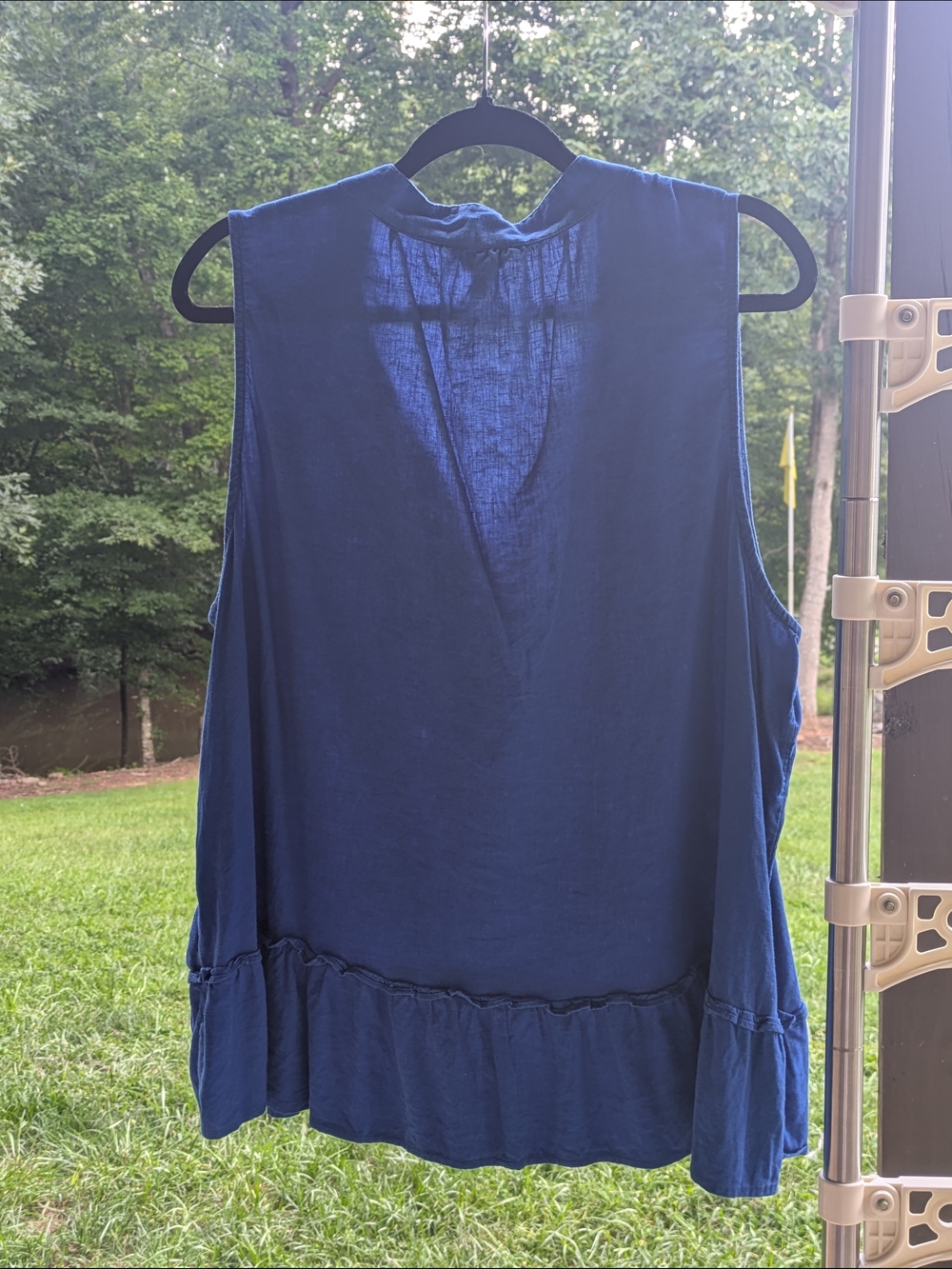 crown & ivy Sleeveless Ruffle-Hem Blouse - Blue